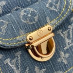 Louis Vuitton-style vintage denim shoulder bag M95019 blue M95214 pink and M95215 green