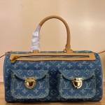 Louis Vuitton-style vintage denim shoulder bag M95019 blue M95214 pink and M95215 green