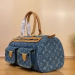 Louis Vuitton-style vintage denim shoulder bag M95019 blue M95214 pink and M95215 green