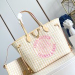  Louis Vuitton LV Stamp Neverfull MM M28457 mini Monogram canvas tote bag with LV Circle charm