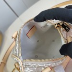  Louis Vuitton Nano Speedy M28502 Monogram Emblème jacquard canvas mini handbag with cowhide leather trim