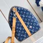 Louis Vuitton Keepall Bandoulière 50 M27781 Monogram denim floral embroidered travel bag