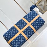 Louis Vuitton Keepall Bandoulière 50 M27781 Monogram denim floral embroidered travel bag