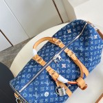 Louis Vuitton Keepall Bandoulière 50 M27781 Monogram denim floral embroidered travel bag