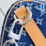 Louis Vuitton Keepall Bandoulière 50 M27781 Monogram denim floral embroidered travel bag