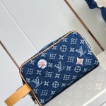Louis Vuitton Locker Dopp Kit M28363 Monogram denim floral embroidered toiletry bag