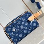 Louis Vuitton Locker Dopp Kit M28363 Monogram denim floral embroidered toiletry bag
