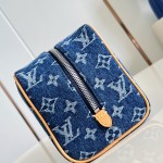 Louis Vuitton Locker Dopp Kit M28363 Monogram denim floral embroidered toiletry bag