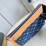 Louis Vuitton Pochette Voyage Souple M27559 Monogram floral embroidered denim clutch bag