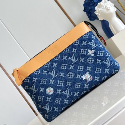 Louis Vuitton - Pochette Voyage Souple M27559 Monogram Floral Denim Clutch Bag