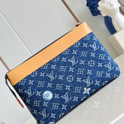 Louis Vuitton - Pochette Voyage Souple M27559 Monogram Floral Denim Clutch Bag