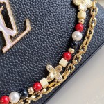 Louis Vuitton Capucines East West Mini M29443 Sunbeam Taurillon leather handbag with beaded chain