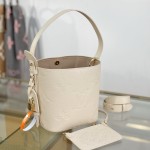 Louis Vuitton All In BB M2A356 white premium handbag with steel hardware 18cm
