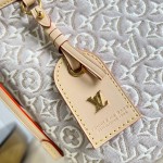 Louis Vuitton-style CarryAll East-West M2A136 Monogram Emblème jacquard canvas handbag with cowhide leather trim