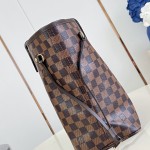 Louis Vuitton Neverfull MM N40598 Damier Ebene replica tote bag with leather trim and steel-tone hardware