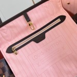 Louis Vuitton Neverfull MM N40598 Damier Ebene replica tote bag with leather trim and steel-tone hardware