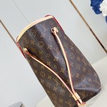 Louis Vuitton Neverfull MM M40366 Damier Ebene replica tote bag with leather trim and steel-tone hardware