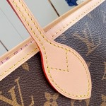 Louis Vuitton Neverfull MM M40366 Damier Ebene replica tote bag with leather trim and steel-tone hardware