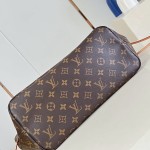 Louis Vuitton Neverfull MM M40366 Damier Ebene replica tote bag with leather trim and steel-tone hardware