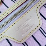 Louis Vuitton Neverfull MM M40366 Damier Ebene replica tote bag with leather trim and steel-tone hardware