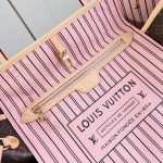 Louis Vuitton Neverfull MM M40366 Damier Ebene replica tote bag with leather trim and steel-tone hardware