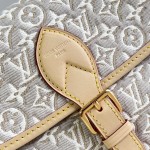 Louis Vuitton Diane M29795 Monogram Emblème jacquard replica shoulder bag with leather trim and adjustable strap