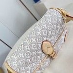 Louis Vuitton Diane M29795 Monogram Emblème jacquard replica shoulder bag with leather trim and adjustable strap