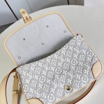 Louis Vuitton Diane M29795 Monogram Emblème jacquard replica shoulder bag with leather trim and adjustable strap