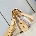 Louis Vuitton Diane M29795 Monogram Emblème jacquard replica shoulder bag with leather trim and adjustable strap