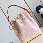 Louis Vuitton Noé M28714 Monogram Emblème jacquard shoulder bag with contrasting leather trim