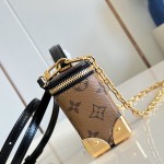 Louis Vuitton Vanity Pouch M29548 in Monogram and Monogram Reverse canvas with metal corners and removable chain