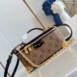 Louis Vuitton Vanity Pouch M29548 in Monogram and Monogram Reverse canvas with metal corners and removable chain