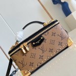 Louis Vuitton Vanity Pouch M29548 in Monogram and Monogram Reverse canvas with metal corners and removable chain