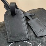 Louis Vuitton-style Speedy P9 Bandoulière 30 M26177 black and red Monogram leather bag with removable strap