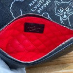 Louis Vuitton-style Speedy P9 Bandoulière 30 M26177 black and red Monogram leather bag with removable strap