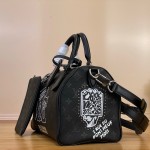Louis Vuitton-style Speedy P9 Bandoulière 30 M26177 black and red Monogram leather bag with removable strap