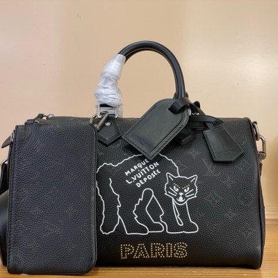 Louis Vuitton – Speedy P9 Bandoulière 30 M26177 Black & Red Monogram Leather Bag