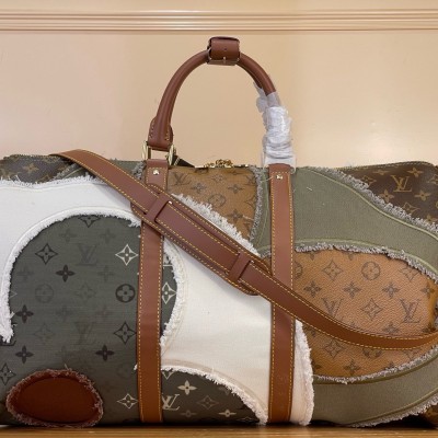 Louis Vuitton - Keepall Bandoulière 50 M29190 Monogram Khaki Floral Travel Bag