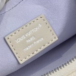 Louis Vuitton-style CarryAll East-West M2A369 white Monogram Empreinte XL bag with purple gradient interior