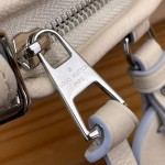 Louis Vuitton-style CarryAll East-West M2A369 white Monogram Empreinte XL bag with purple gradient interior