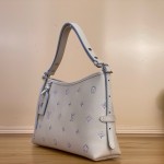 Louis Vuitton-style CarryAll East-West M2A369 white Monogram Empreinte XL bag with purple gradient interior