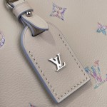 Louis Vuitton-style CarryAll East-West M2A369 white Monogram Empreinte XL bag with purple gradient interior
