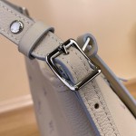 Louis Vuitton-style CarryAll East-West M2A369 white Monogram Empreinte XL bag with purple gradient interior