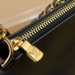 Louis Vuitton-style Multipass Mini XL M2A840 black cowhide leather crossbody bag with Monogram-style trim and detachable chain