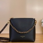 Louis Vuitton-style Multipass Mini XL M2A840 black cowhide leather crossbody bag with Monogram-style trim and detachable chain