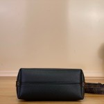 Louis Vuitton-style Multipass Mini XL M2A840 black cowhide leather crossbody bag with Monogram-style trim and detachable chain