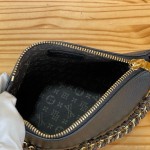 Louis Vuitton-style Multipass Mini XL M2A840 black cowhide leather crossbody bag with Monogram-style trim and detachable chain