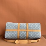 Louis Vuitton Keepall Bandoulière 45 Duffel Bag M25334 in Light Blue Denim