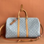Louis Vuitton Keepall Bandoulière 45 Duffel Bag M25334 in Light Blue Denim