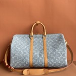 Louis Vuitton Keepall Bandoulière 45 Duffel Bag M25334 in Light Blue Denim